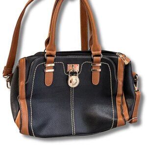 Brown Black Color block Crossbody Large Tote Bag Women Faux Leather